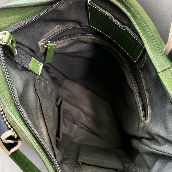 COACH Heritage Web F70558 Green Leather Foldover Tote Messenger Men’s Bag - Picture 11 of 11